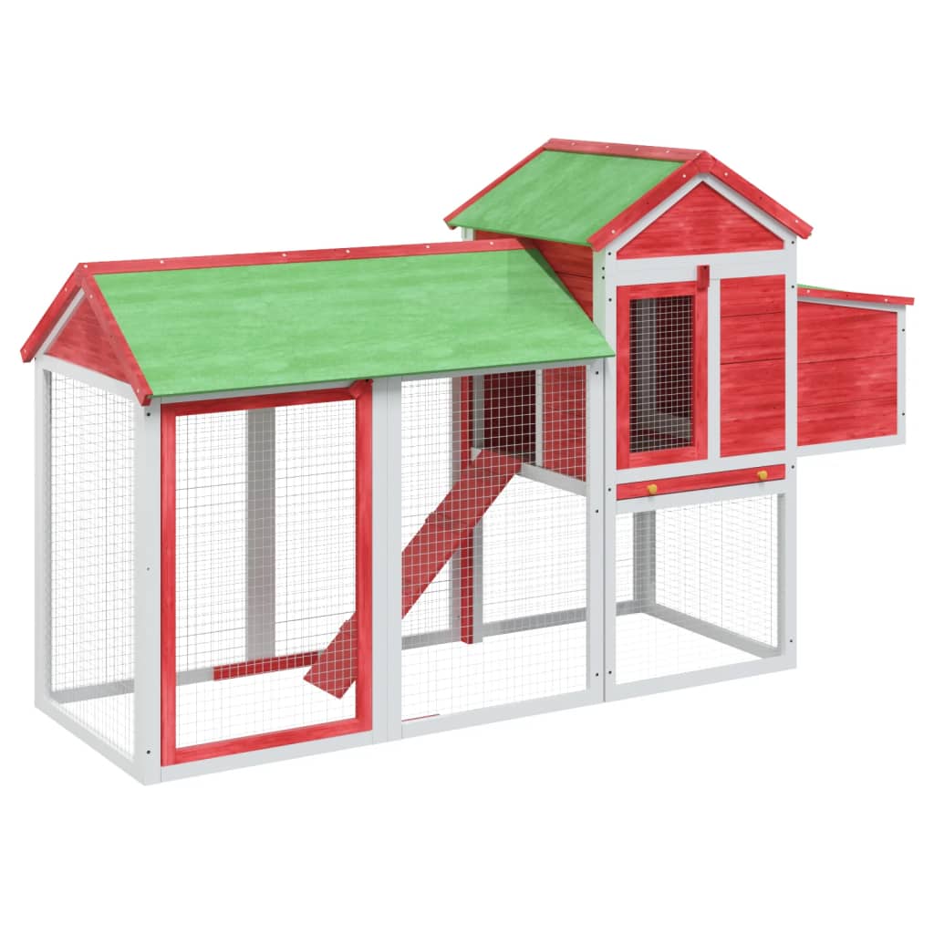 vidaXL Chicken Coop Red 193x65x117 cm Solid Wood Pine