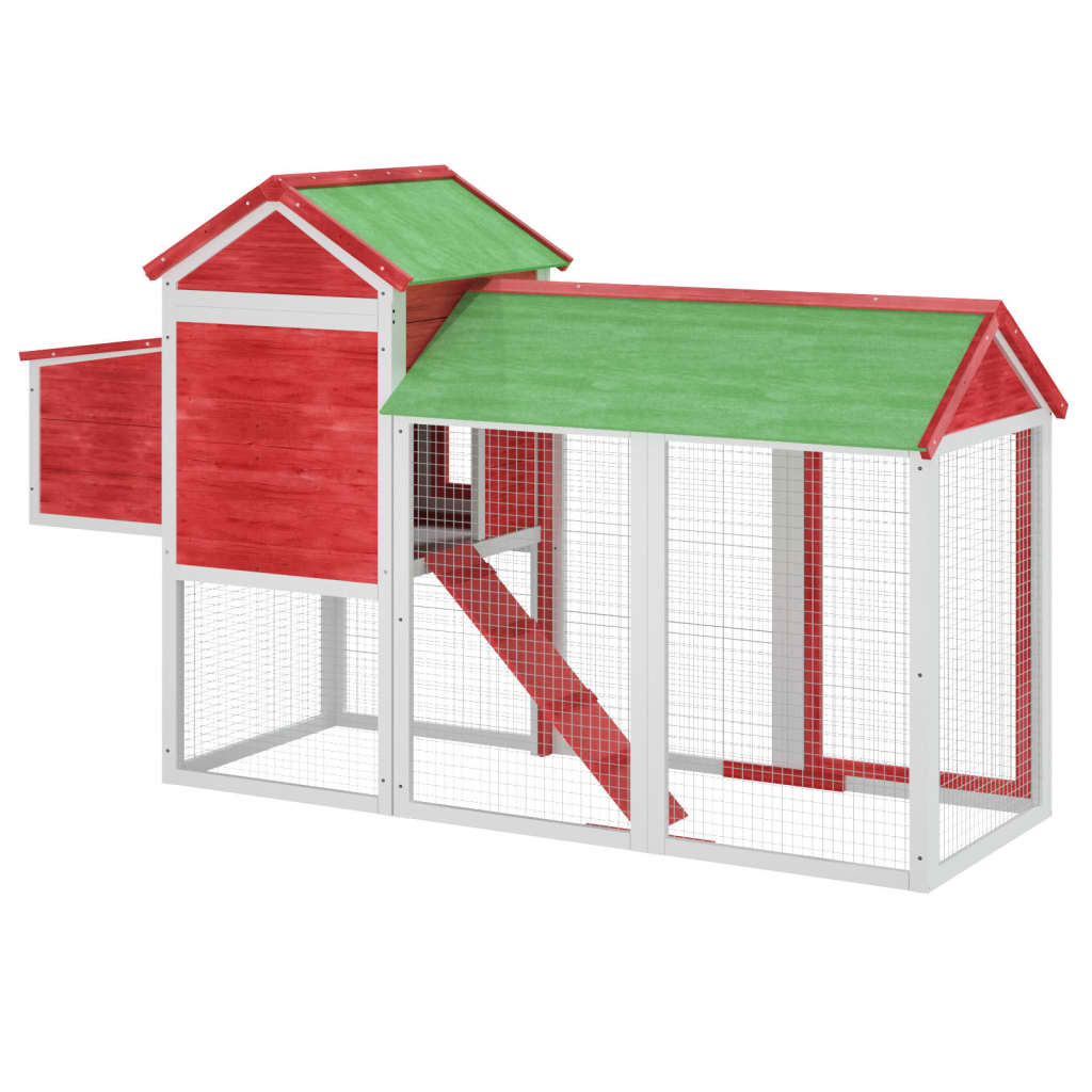 vidaXL Chicken Coop Red 193x65x117 cm Solid Wood Pine