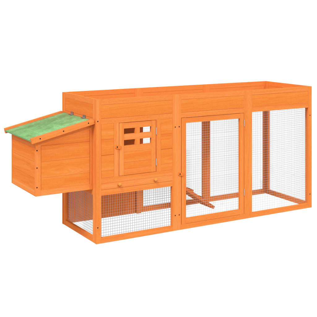 vidaXL Chicken Coop Brown 204x50x84 cm Solid Wood Pine