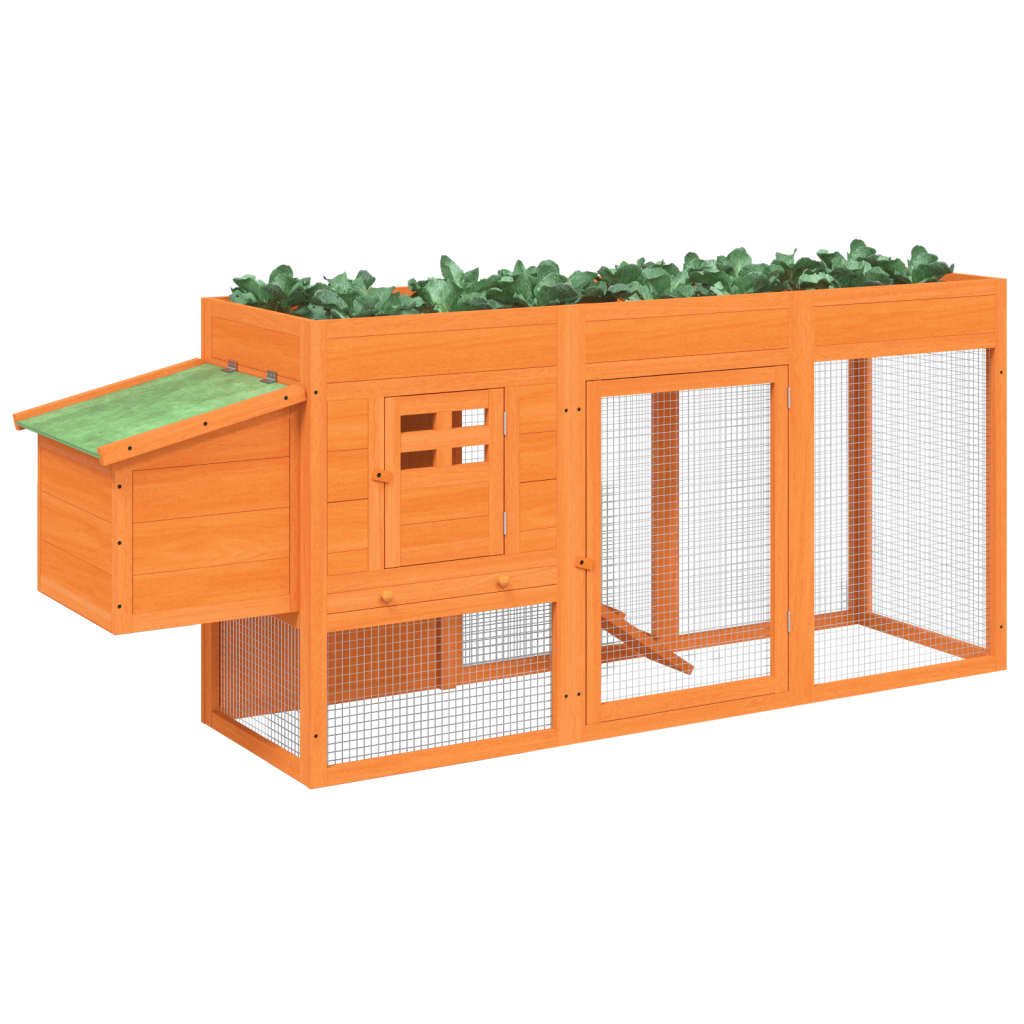 vidaXL Chicken Coop Brown 204x50x84 cm Solid Wood Pine