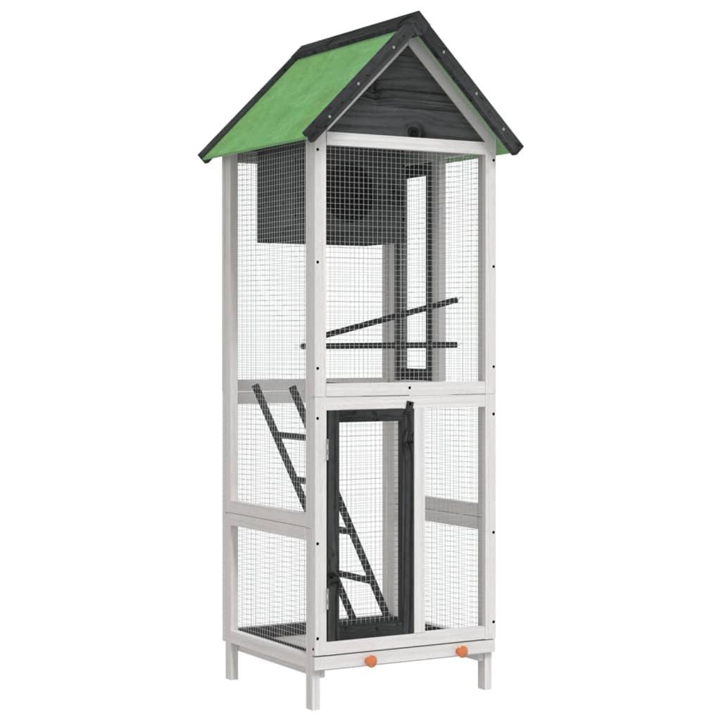 vidaXL Bird House Grey 60x58.5x160 cm Solid Wood Pine