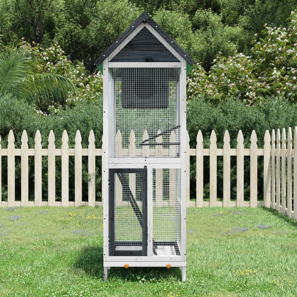 vidaXL Bird House Grey 60x58.5x160 cm Solid Wood Pine