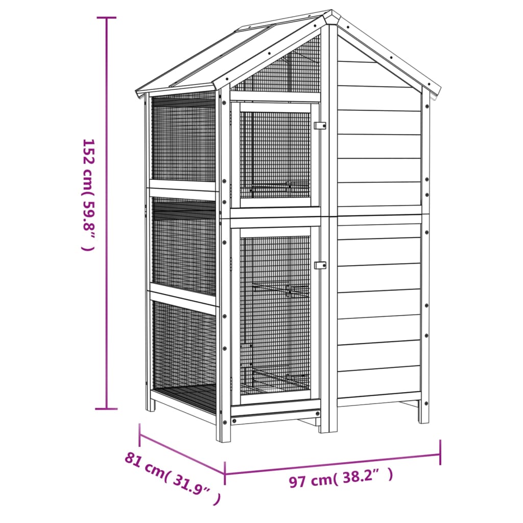 Bird House Mocha 97x81x152 cm Solid Wood Pine