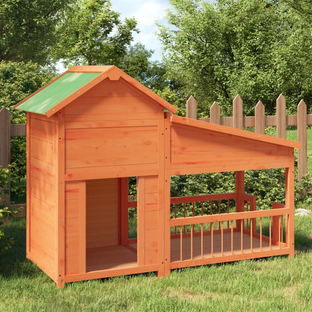 Dog Kennel Brown 143x60,5x109 cm Solid Wood Pine