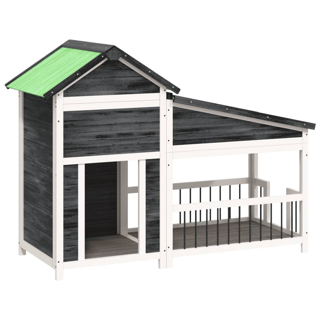 Dog Kennel Grey 143x60,5x109 cm Solid Wood Pine