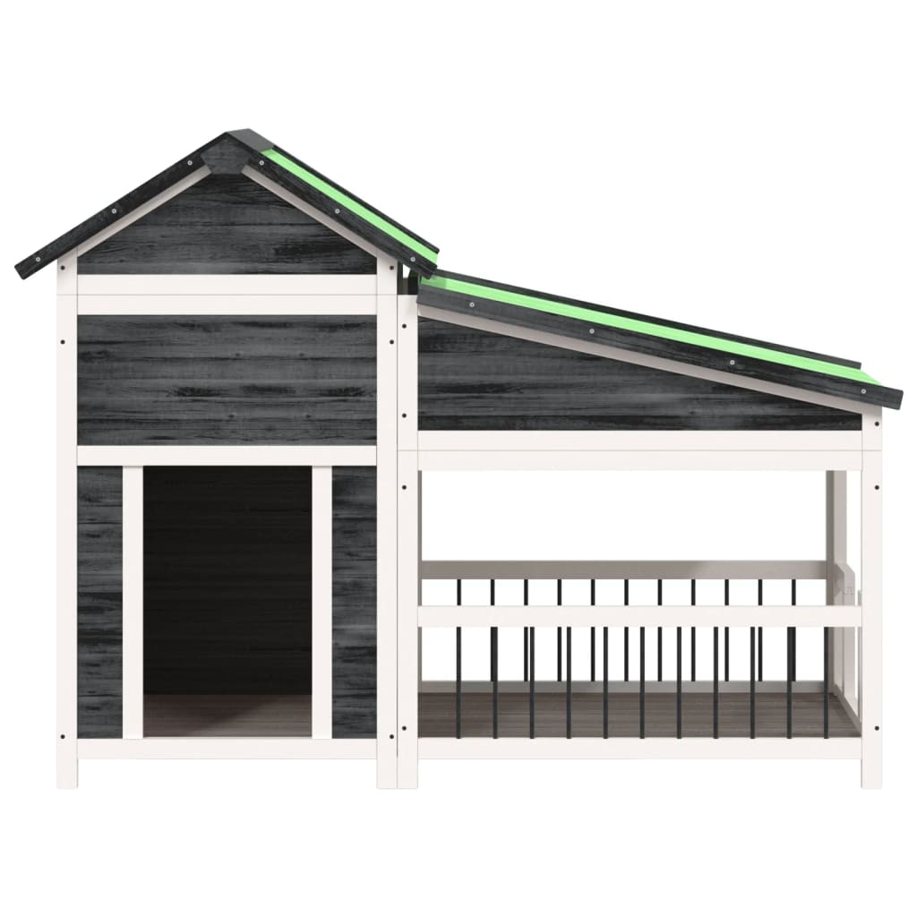 Dog Kennel Grey 143x60,5x109 cm Solid Wood Pine