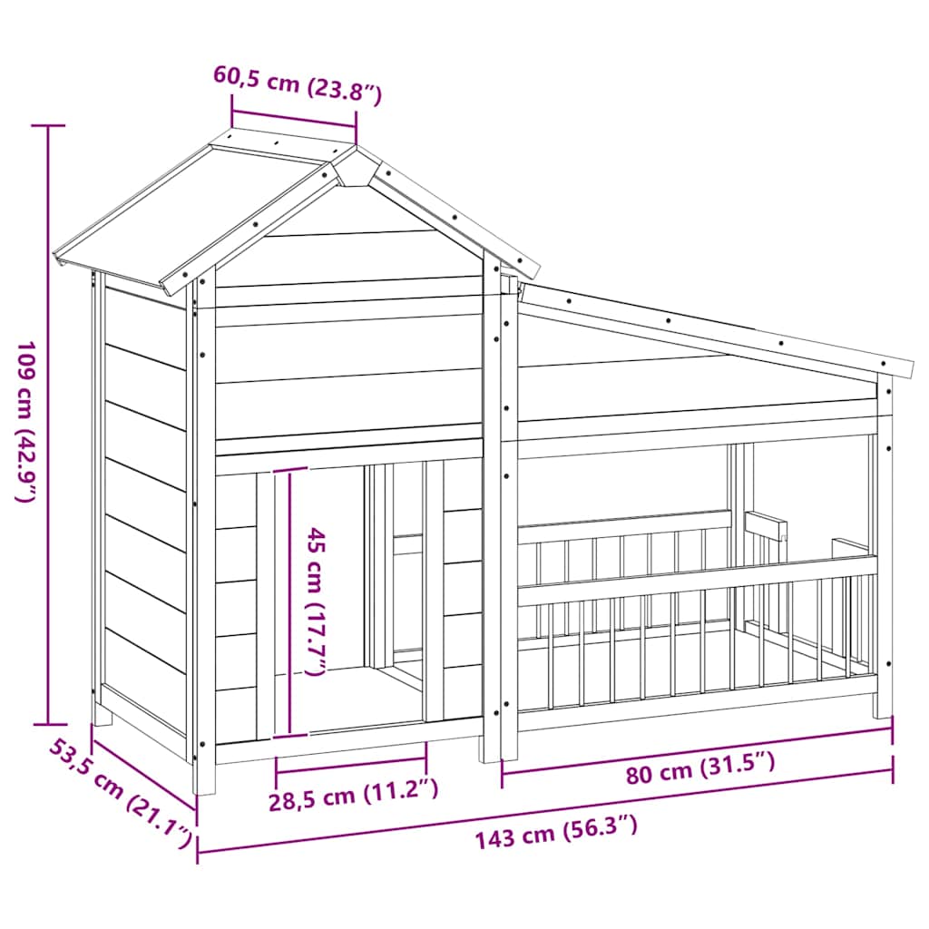 Dog Kennel Mocha 143x60,5x109 cm Solid Wood Pine