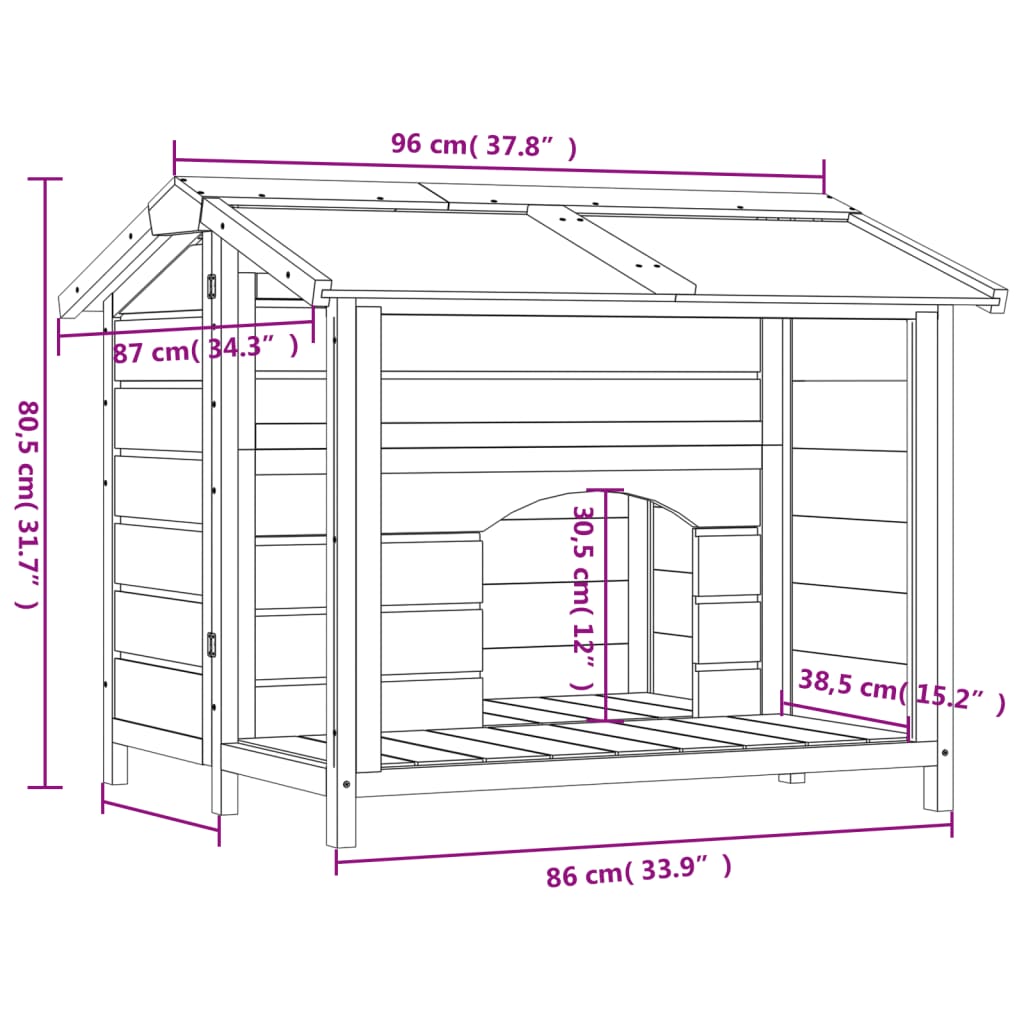 vidaXL Dog Kennel Brown 96x87x80.5 cm Solid Wood Pine