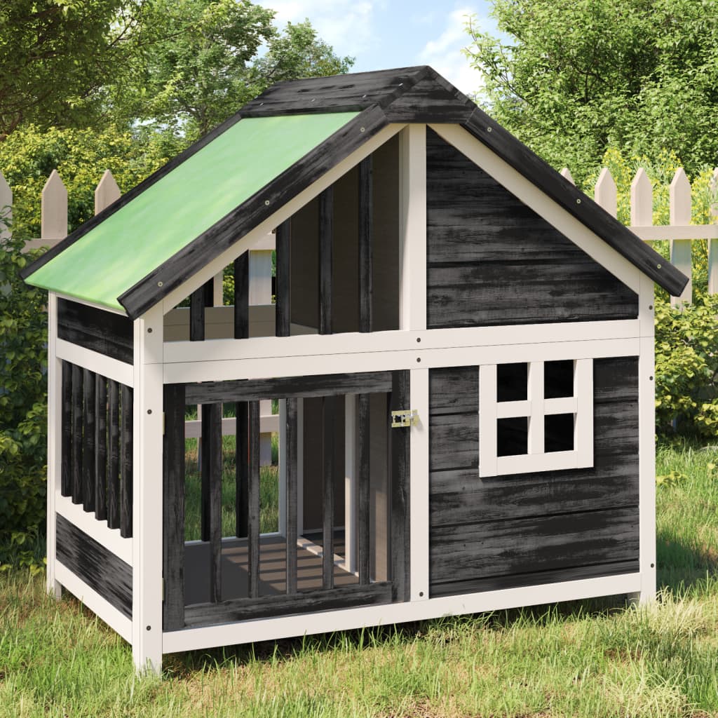 Dog Kennel Grey 96x60,5x87 cm Solid Wood Pine
