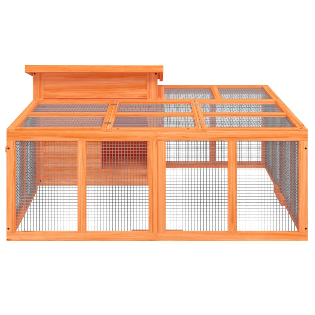 Rabbit Hutch Brown 144x123x67.5 cm Solid Wood Pine