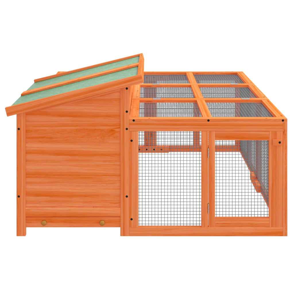 Rabbit Hutch Brown 144x123x67.5 cm Solid Wood Pine