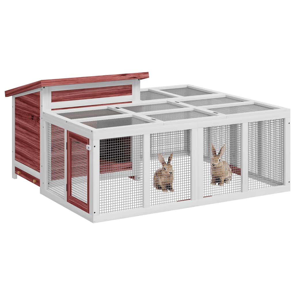 Rabbit Hutch Mocha 144x123x67.5 cm Solid Wood Pine
