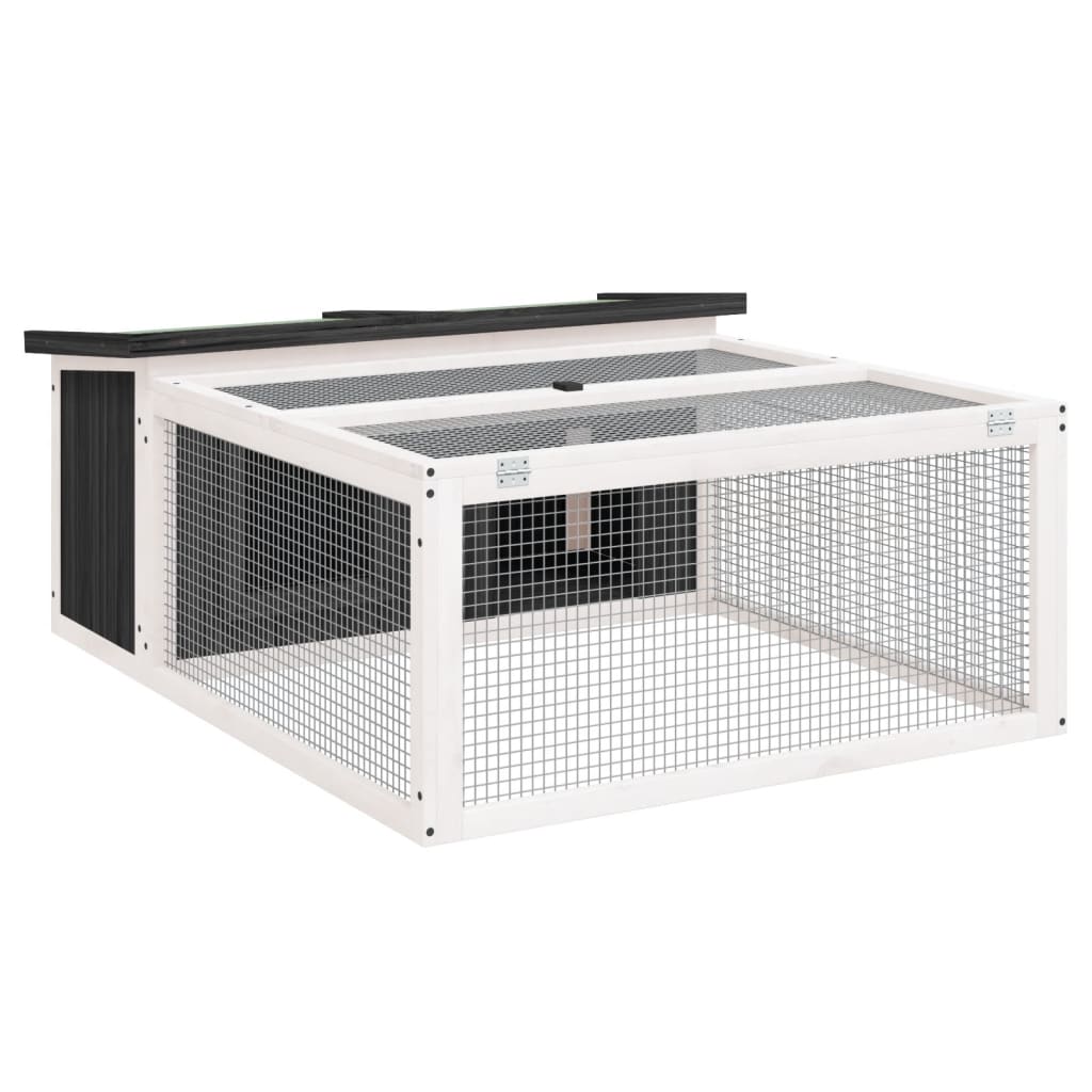 vidaXL Rabbit Hutch Grey 117.5x97x47.5 cm Solid Wood Pine