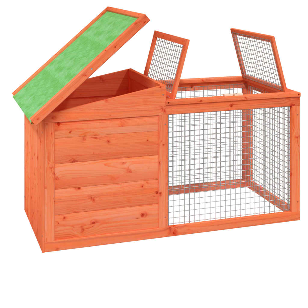 vidaXL Rabbit Hutch Brown 100.5x54x55 cm Solid Wood Pine