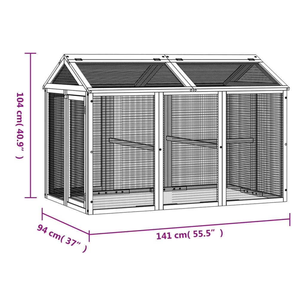 vidaXL Run Box Mocha 141x94x104 cm Solid Wood Pine