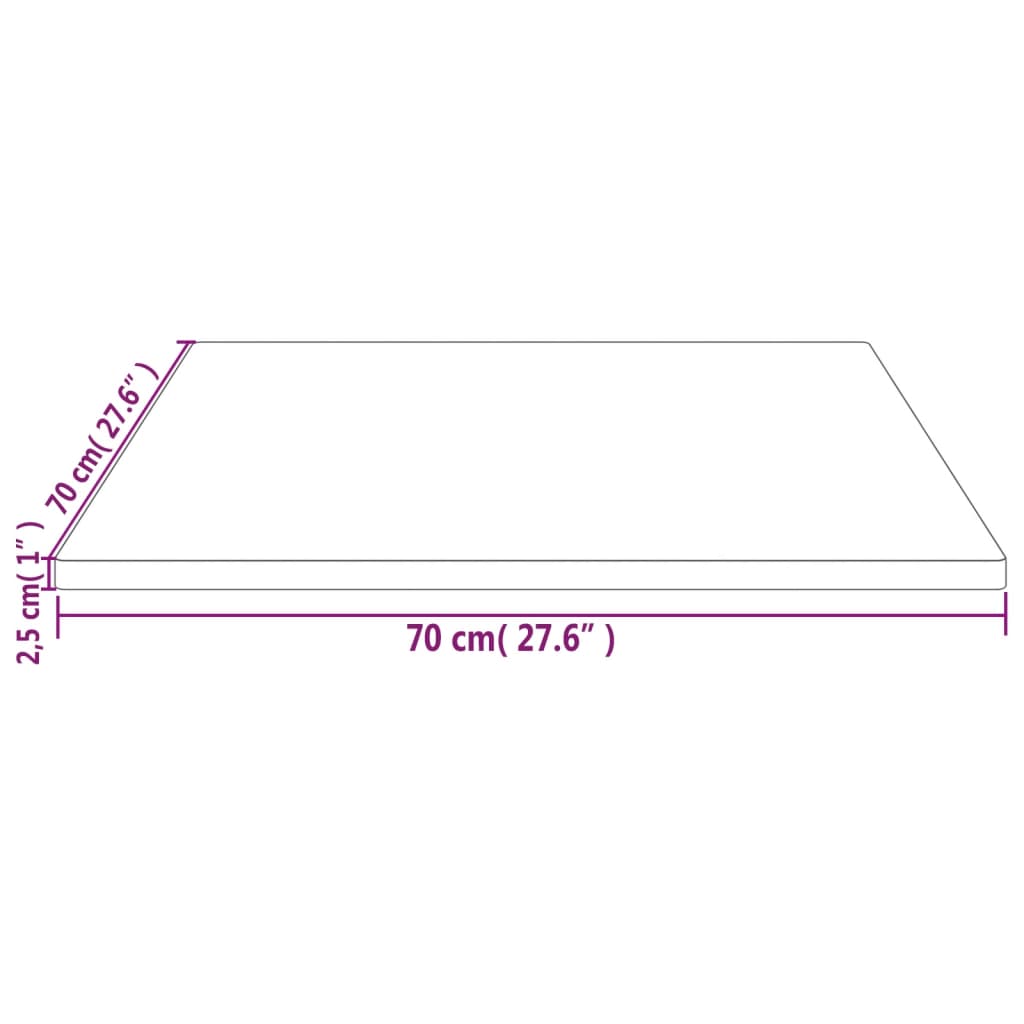 vidaXL Table Top 70x70x2.5 cm Solid Wood Pine Square