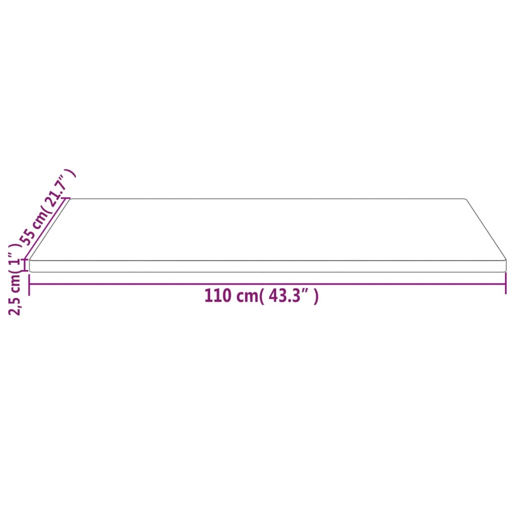 vidaXL Table Top 110x55x2.5 cm Solid Wood Pine Rectangular