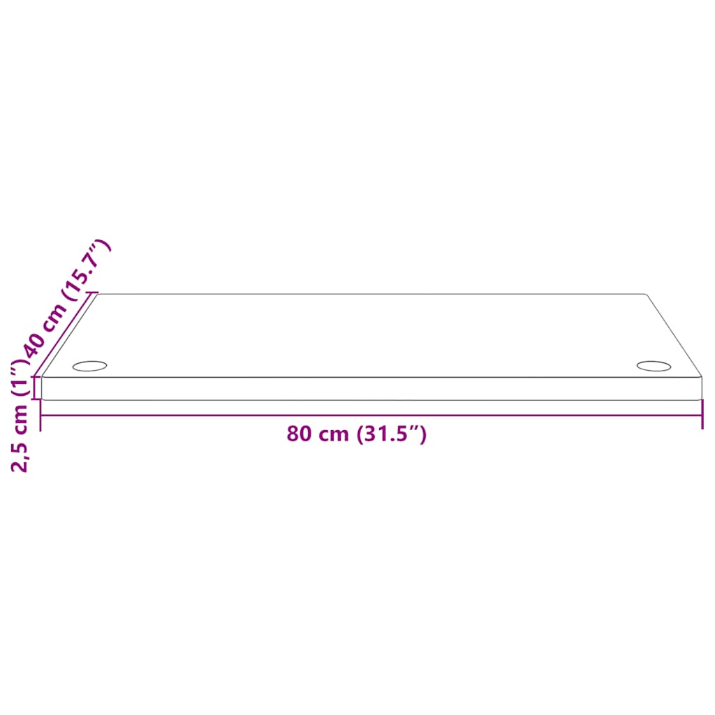 Desk Top White 80x40x2,5 cm Solid Wood Pine
