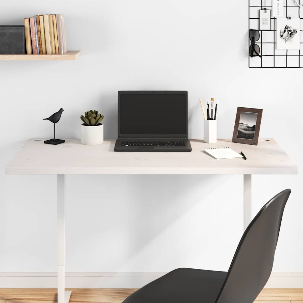 Desk Top White 100x50x2,5 cm Solid Wood Pine