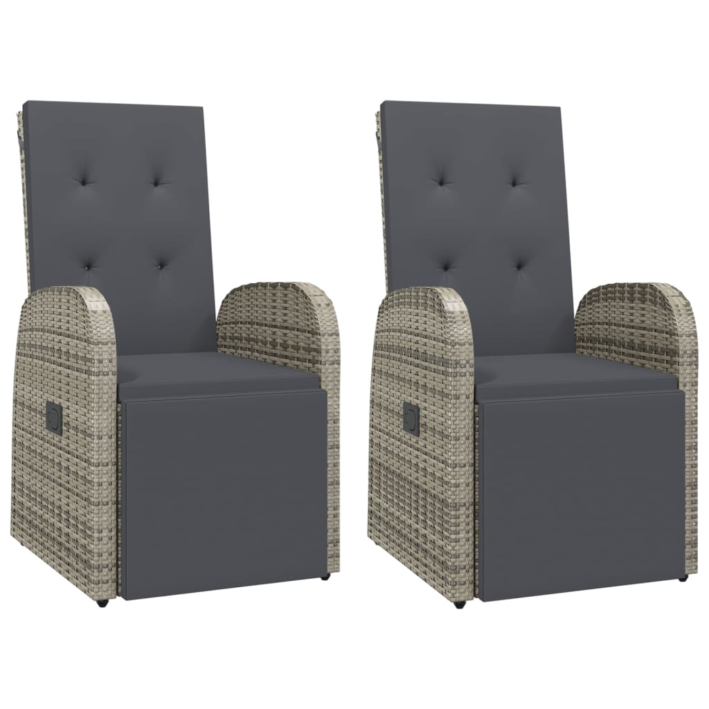 vidaXL 3 Piece Garden Lounge Set Grey Poly Rattan&Solid Wood Acacia