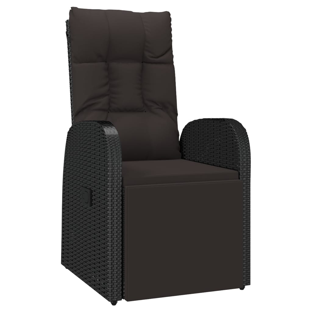 2 Piece Garden Lounge Set Black Poly Rattan&Steel