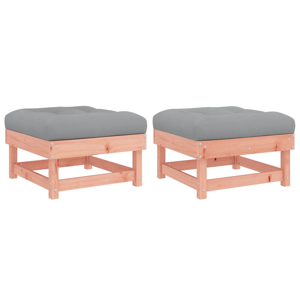 vidaXL Garden Footstools with Cushions 2pcs Solid Wood Douglas