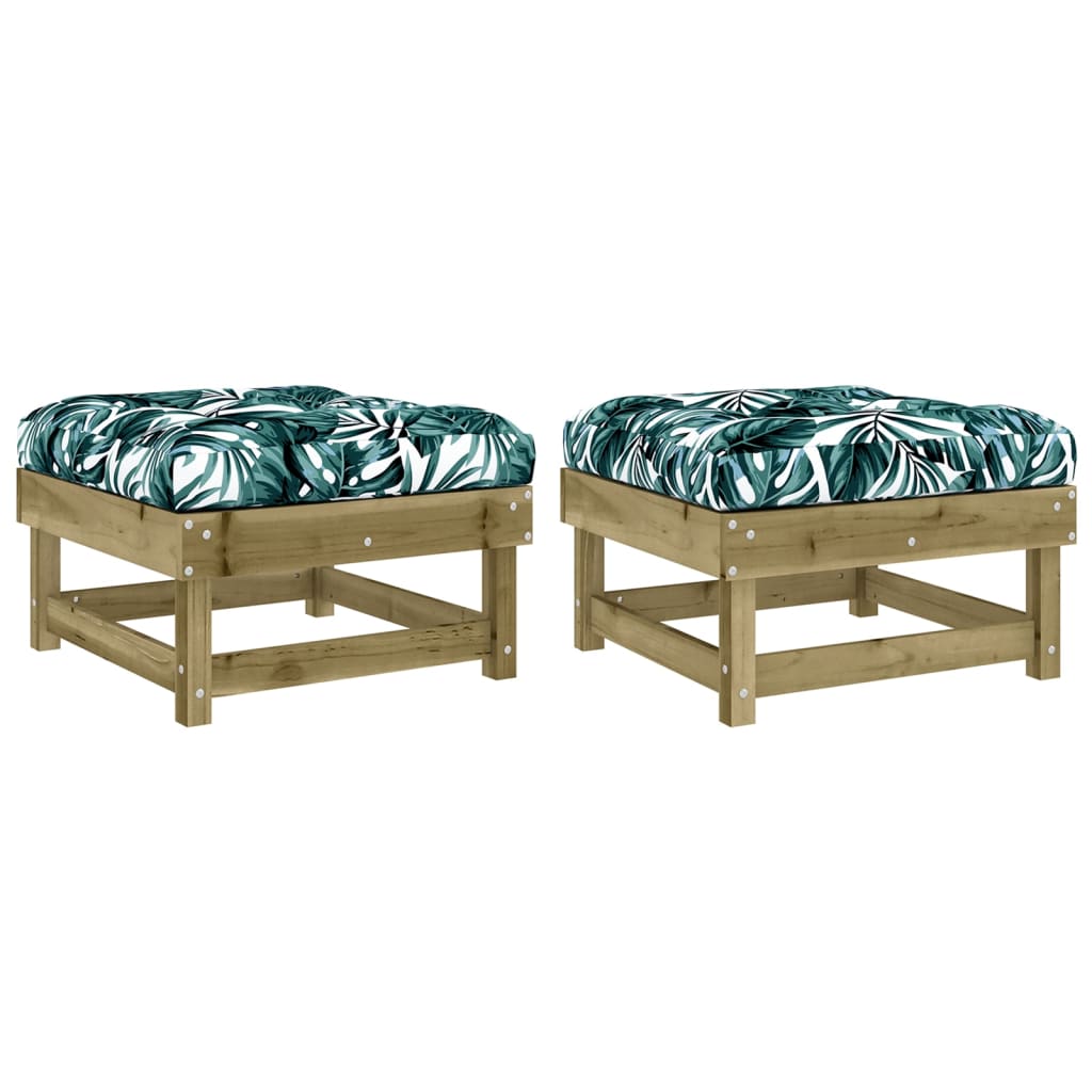 vidaXL Garden Footstools with Cushions 2pcs Impregnated Wood Pine