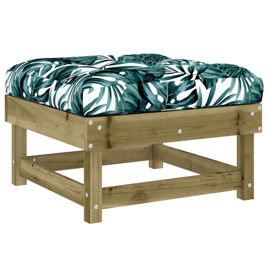 vidaXL Garden Footstools with Cushions 2pcs Impregnated Wood Pine