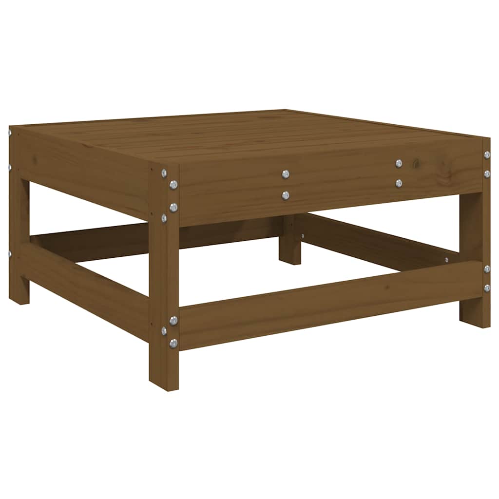 Garden Footstool with Cushion Honey Brown Solid Wood Pine