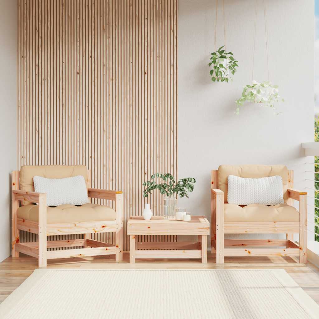 Garden Chairs with Cushions 2 pcs Solid Wood Pine