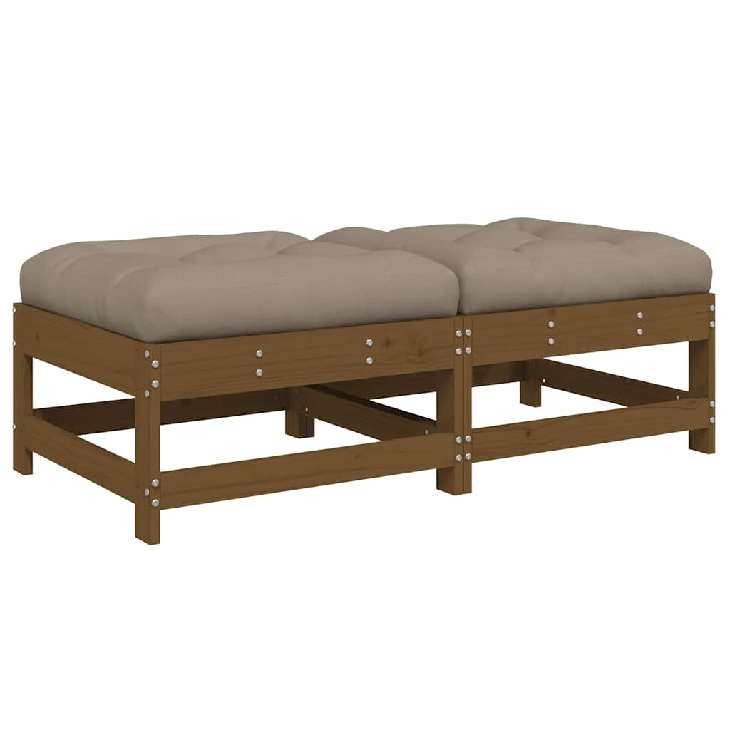 Garden Footstools with Cushions 2pcs Honey Brown