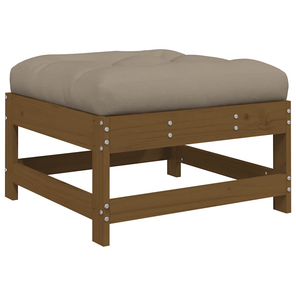 Garden Footstools with Cushions 2pcs Honey Brown Solid Wood Pine