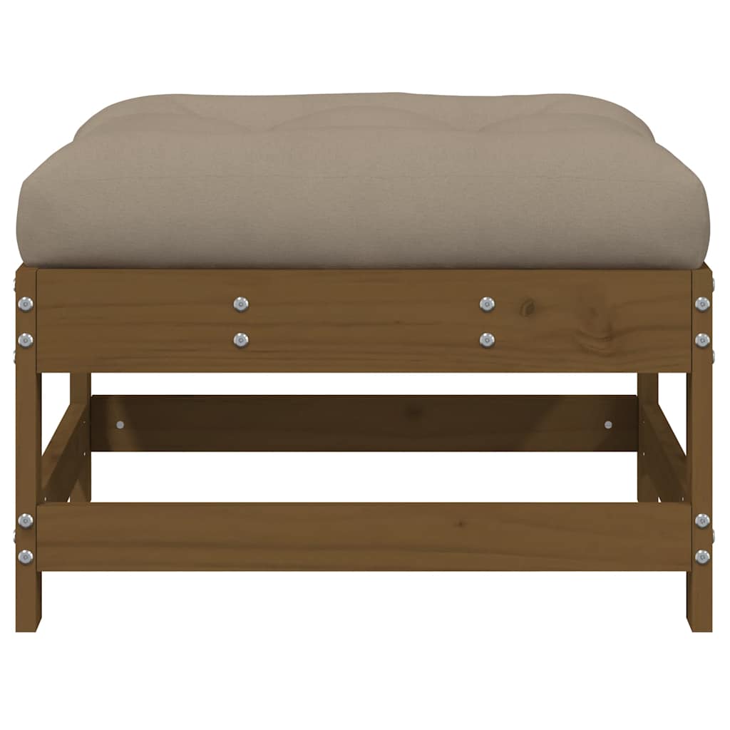 Garden Footstools with Cushions 2pcs Honey Brown Solid Wood Pine