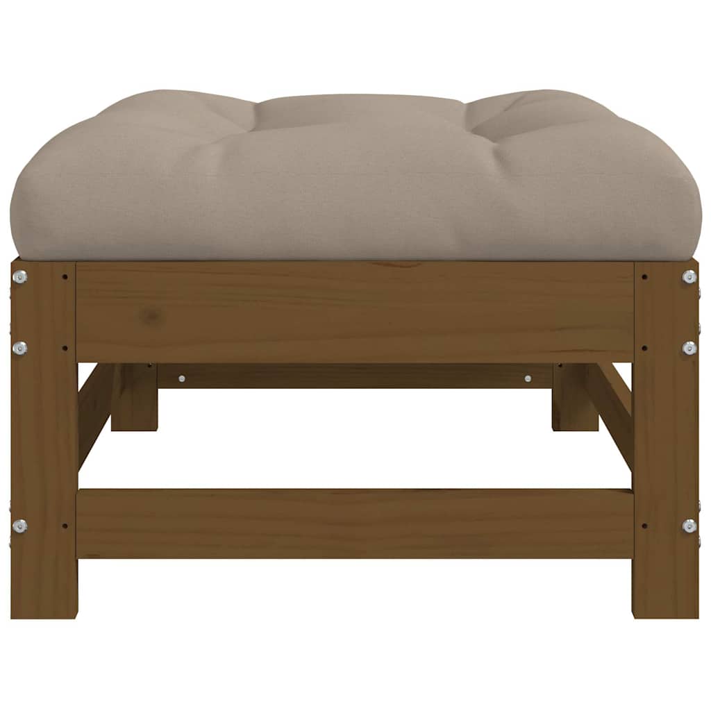 Garden Footstools with Cushions 2pcs Honey Brown