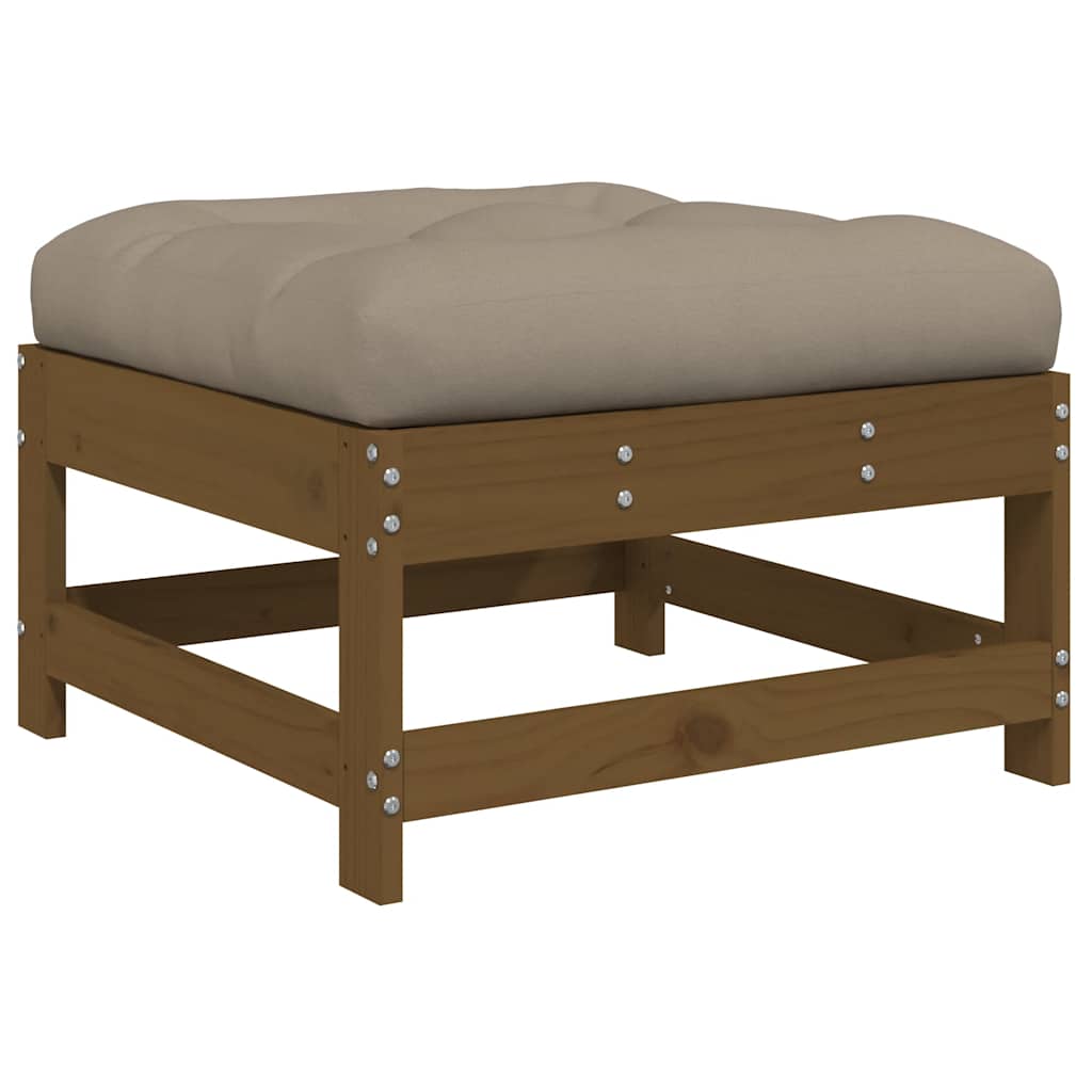 Garden Footstools with Cushions 2pcs Honey Brown