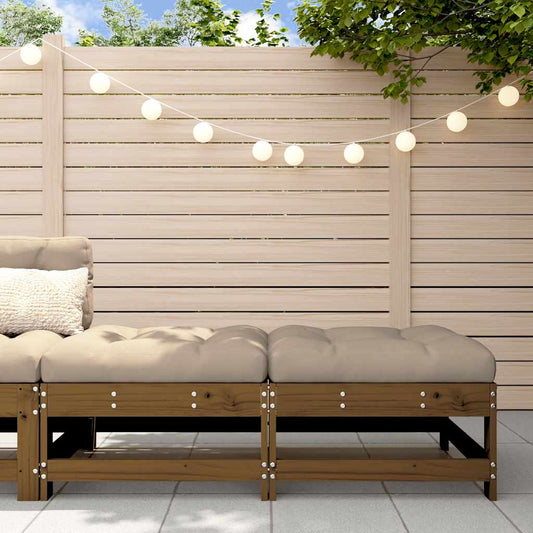 Garden Footstools with Cushions 2pcs Honey Brown Solid Wood Pine