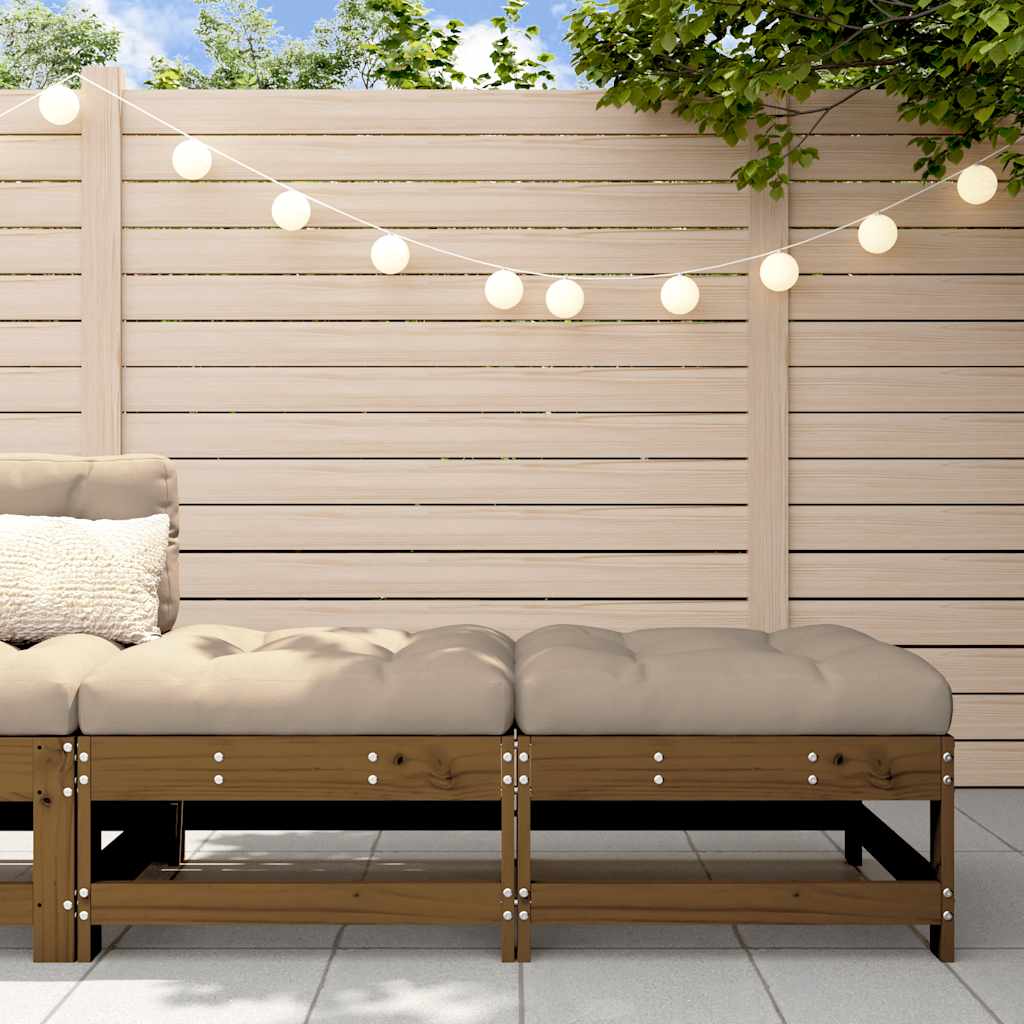 Garden Footstools with Cushions 2pcs Honey Brown