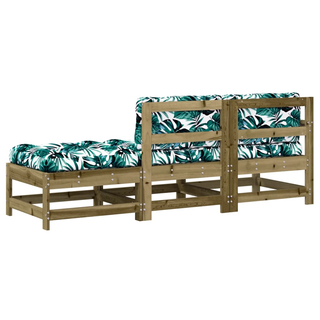 vidaXL 3 Piece Garden Lounge Set with Cushions Impregnated Wood Pine