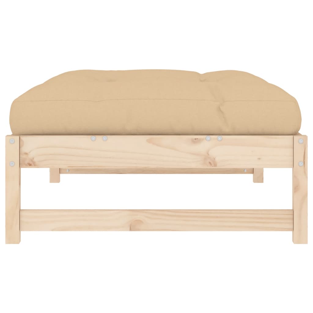 Garden Footstool | Beige, Wood | Solid pinewood, Oxford fabric, PP cotton