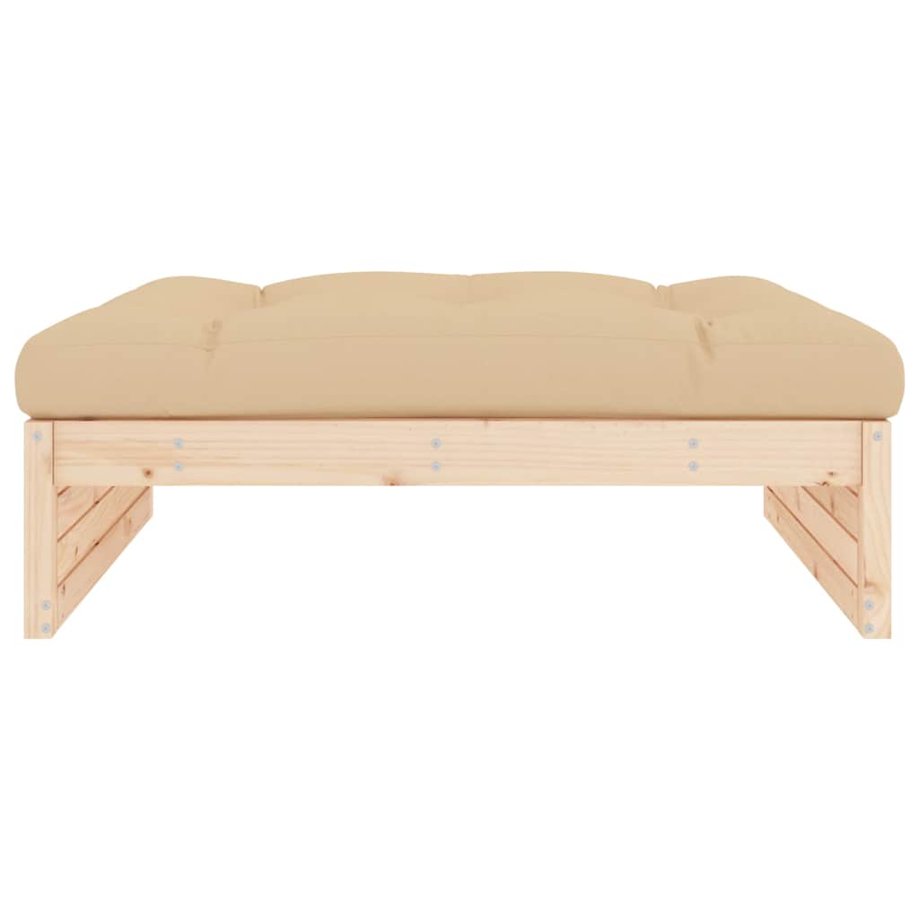 Garden Footstool | Beige | Solid pine wood | Large | Modular