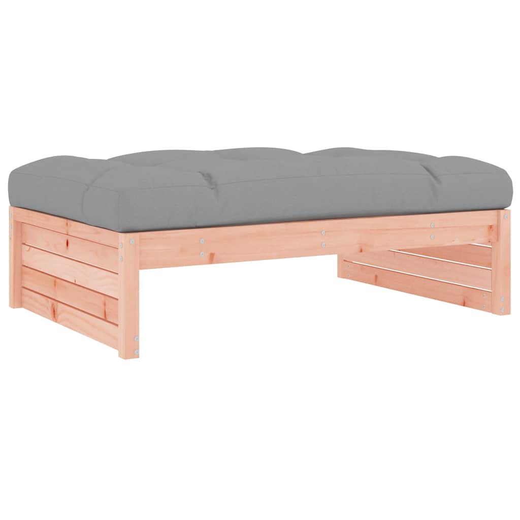 Garden Footstool | Grey, Natural Wood