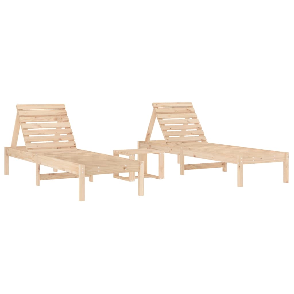 vidaXL Sun Loungers 2 pcs with Table Solid Wood Pine