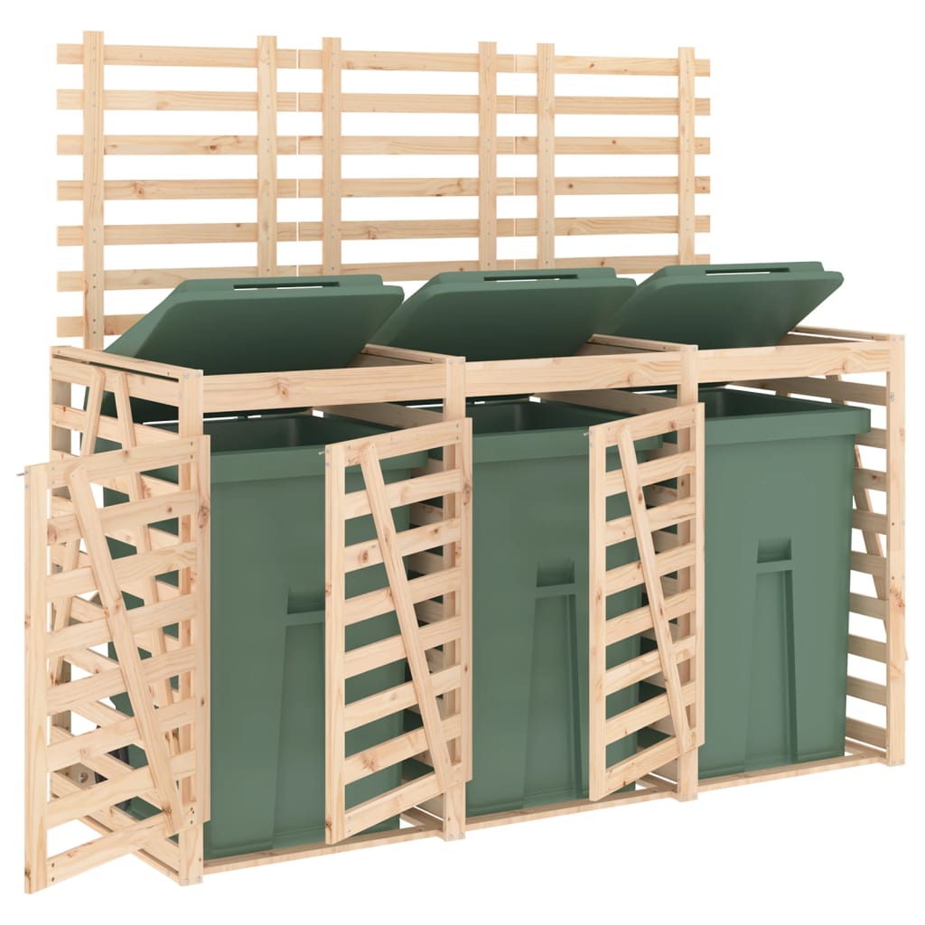 vidaXL Triple Wheelie Bin Storage Solid Wood Pine