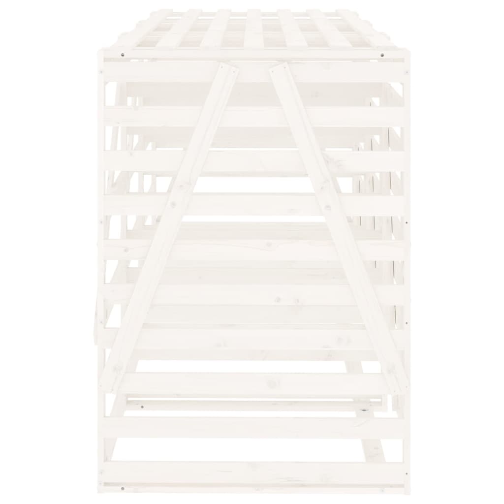 vidaXL Triple Wheelie Bin Storage White Solid Wood Pine