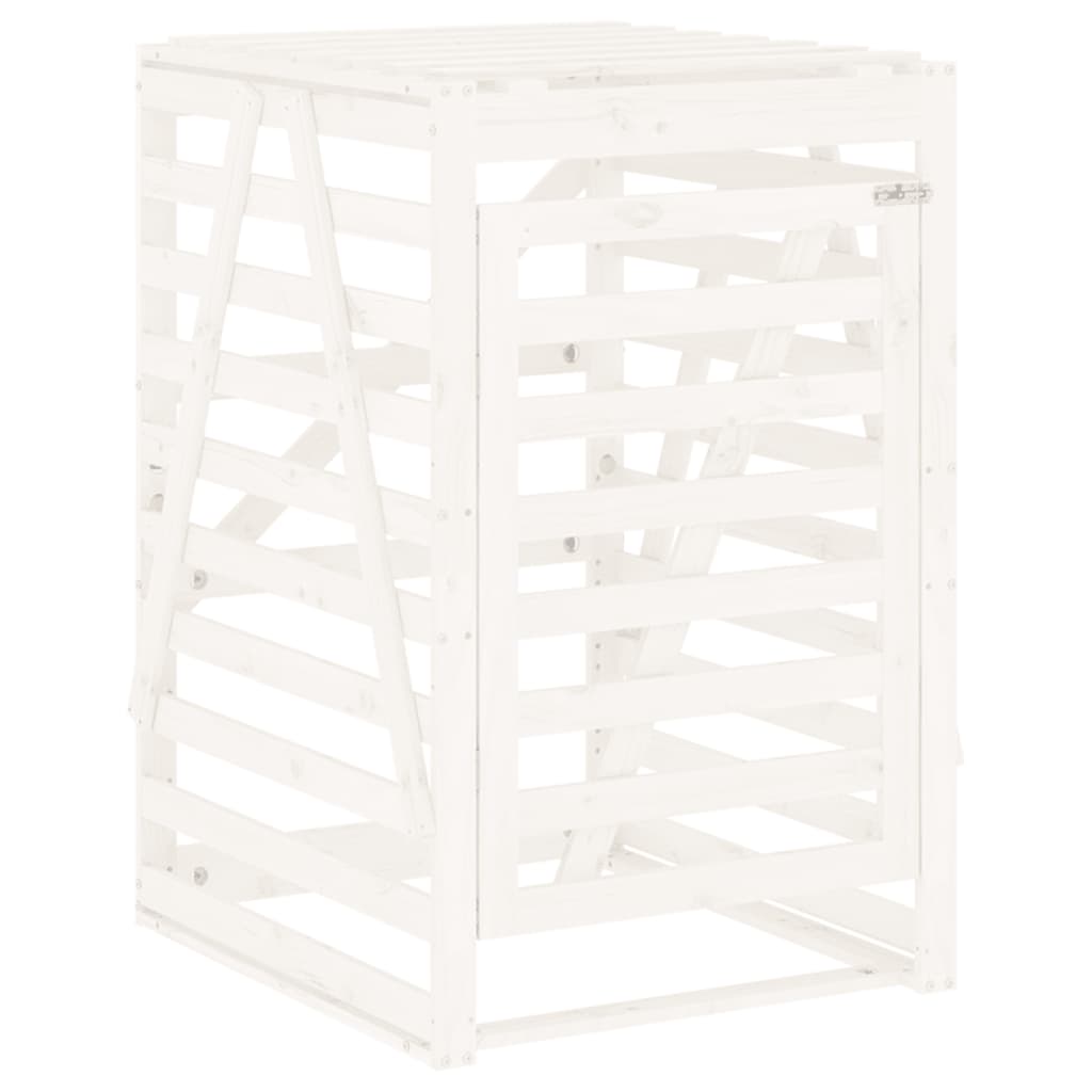 vidaXL Triple Wheelie Bin Storage White Solid Wood Pine