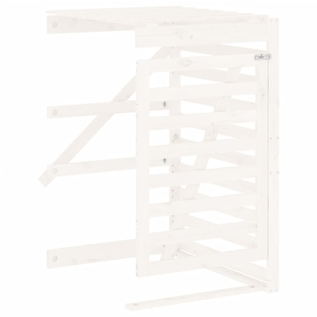 vidaXL Triple Wheelie Bin Storage White Solid Wood Pine