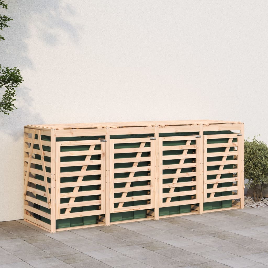 vidaXL Quadruple Wheelie Bin Storage Solid Wood Pine