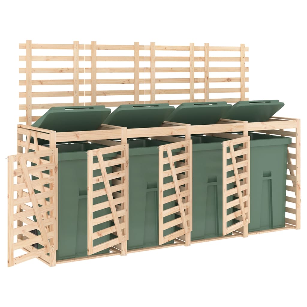 vidaXL Quadruple Wheelie Bin Storage Solid Wood Pine