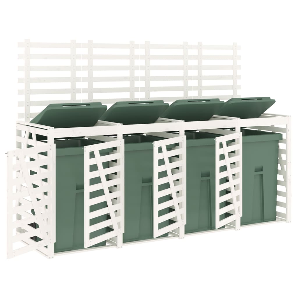 vidaXL Quadruple Wheelie Bin Storage White Solid Wood Pine