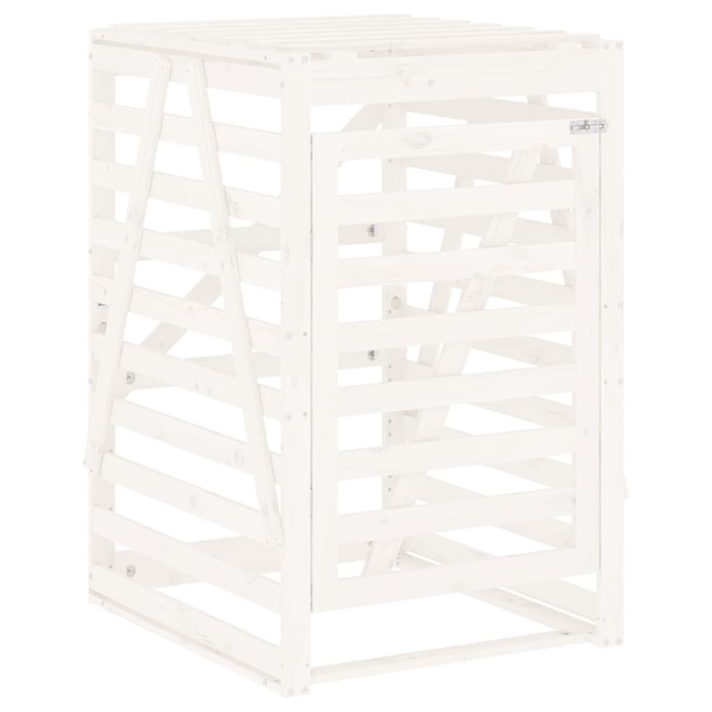 vidaXL Quadruple Wheelie Bin Storage White Solid Wood Pine